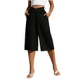thumbnail image 3 of YOIAVAIOY 2026 Trendy Capri Pants for Women Wide Leg Summer Capris Loose Fit Casual Palazzo Pant with Pockets Black L, 3 of 7