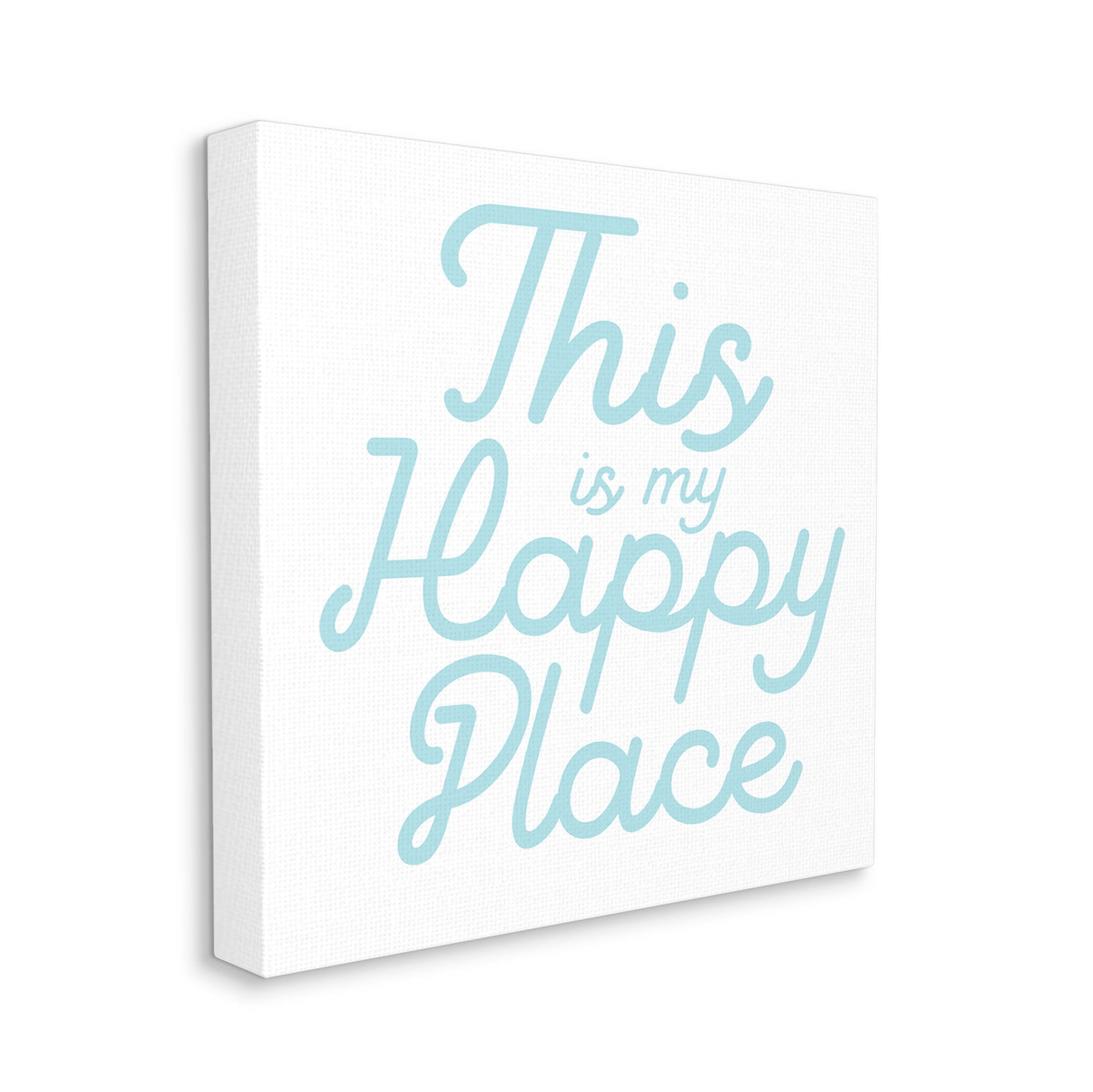 Stupell Industries Blue Happy Place Phrase Graphic Art Gallery Wrapped Canvas Print Wall Art, Design by Daphne Polselli