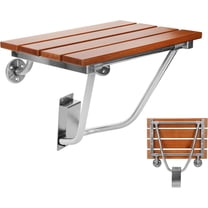 Folding Shower Seat Wall Mounted, Foldable Shower Bench for Small Spaces, 400lb Capacity, 17"