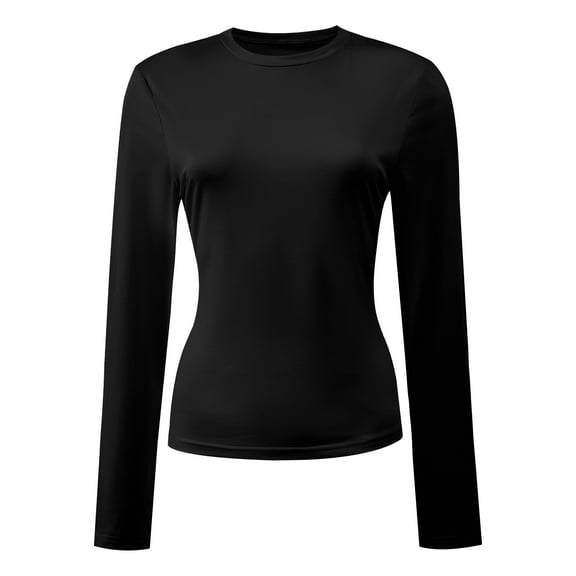 Womens Shirts Long Sleeve Crew Neck Ruched Stretch Basic Fitted Tee Shirts Tops