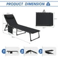 thumbnail image 3 of Foldable Chaise Lounge Chair with Adjustable Positions and Side Pocket, for Indoor and Outdoor Use, 3 of 14