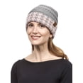thumbnail image 2 of Gravity Threads Houndstooth Cuff Knit Beanie, Grey/Indie Pink, 2 of 3