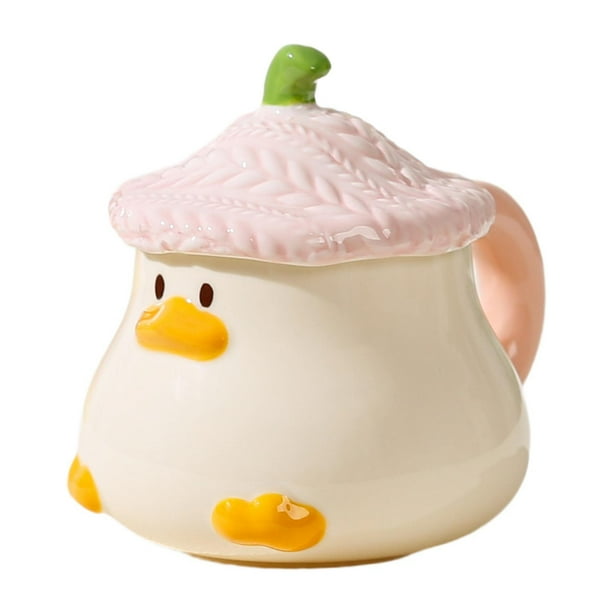 Taza de café de cerámica para desayuno, divertida, creativa, de gran capacidad, para el hogar, para avena. Rosa