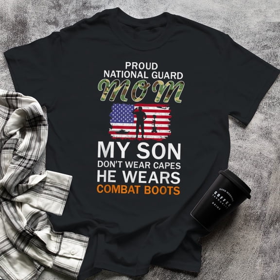My Son Wears Combat Boots-Proud National Guard Mom Army (1), Small, Black