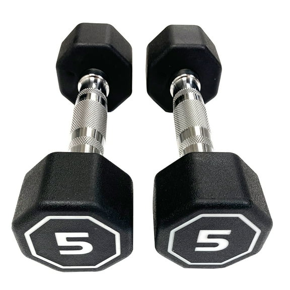 Premium Octagonal Dumbbell, Large Numbers, Hard Chrome Plated Handle Dumbbells to Assist with Push-Ups, 5 lbs set of 2
