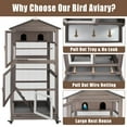 thumbnail image 5 of Gowoodhut 68.8"L Outdoor Bird Aviary Indoor Wooden Large Bird Cage Parakeet Cage on Wheels, 5 of 8