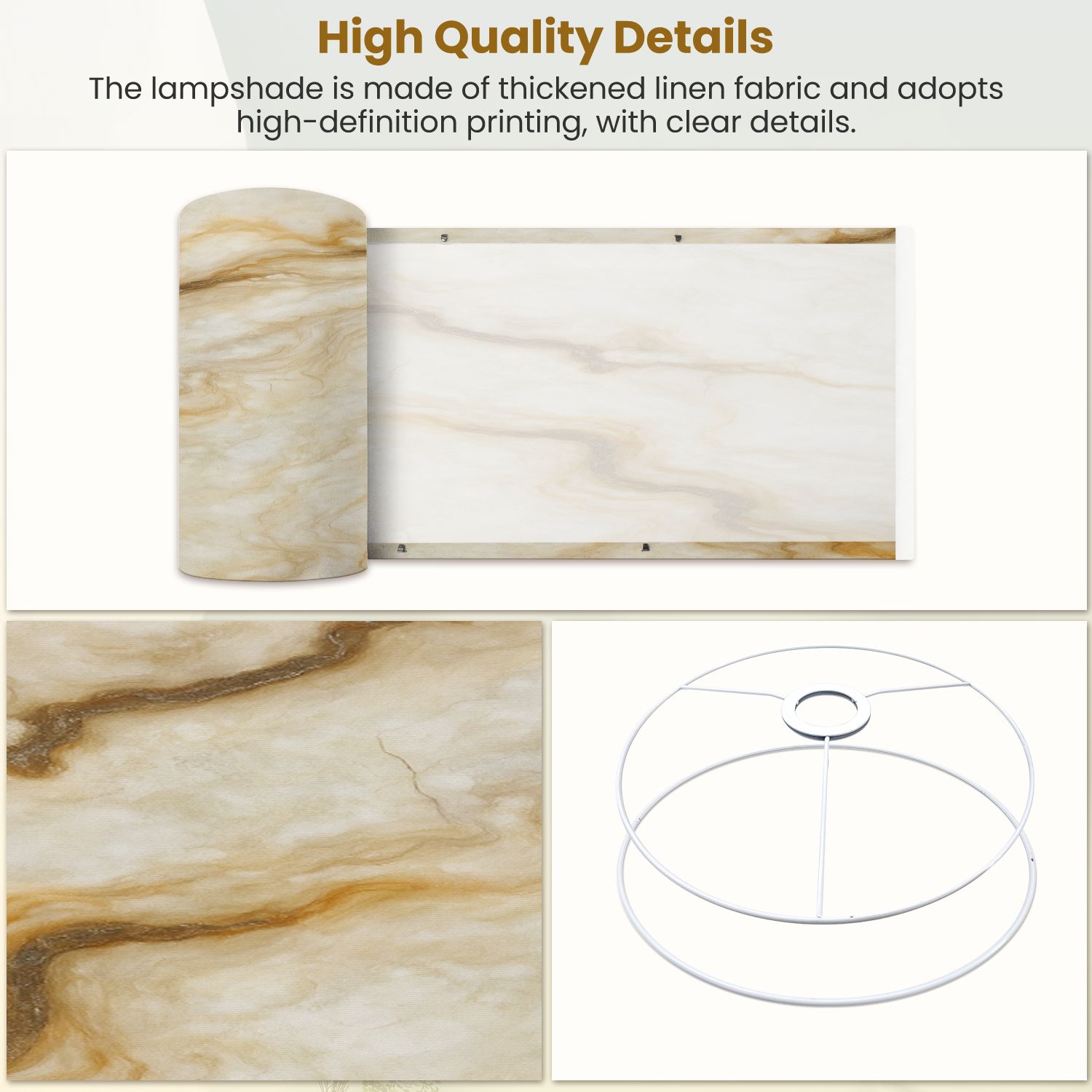 Linen Drum Lampshades beige marble abstract staturio brown real stone texture 13"x13"x10" Light Shade for Table Lamps Floor Lamp Shades Lampshade Replacement Assembly Required