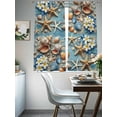thumbnail image 3 of Summer Beach Sheer Curtains 63 Inch Long 2 Panels, Coastal Starfish Conch Shells Flower Blue Wood Light Filtering Rod Pocket Curtains, Sheer Voile Drapes for Living Room Bedroom, 52"x63", 3 of 8