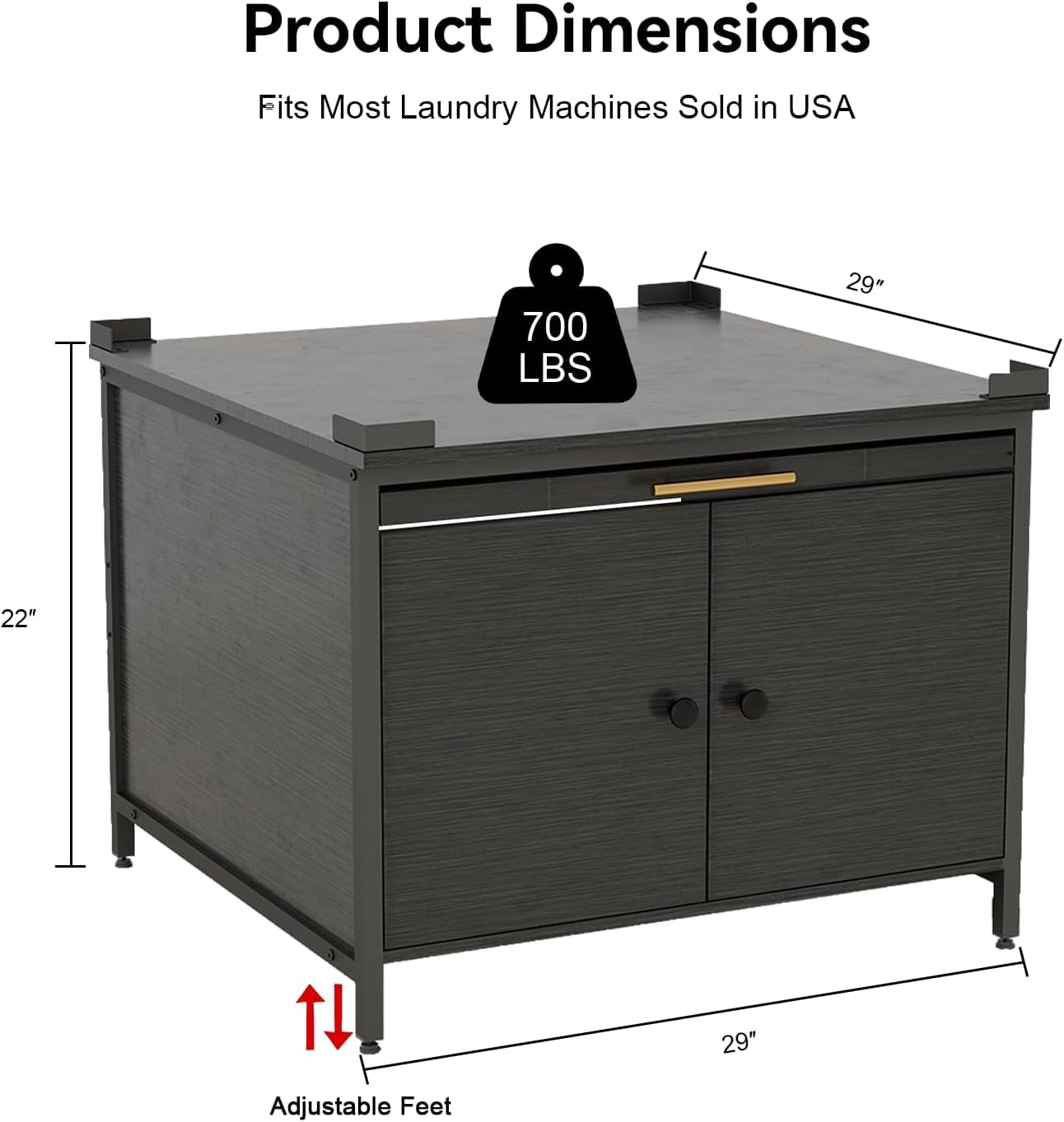 Laundry Pedestal for Washer and Dryer, 29" Universal Washing Machine Stand with Adjustable Feet and 4 Panel Corner, Fit Anti-Vibration Design with Telescopic Laundry Basket Shelf, 700 LBS Capacity
