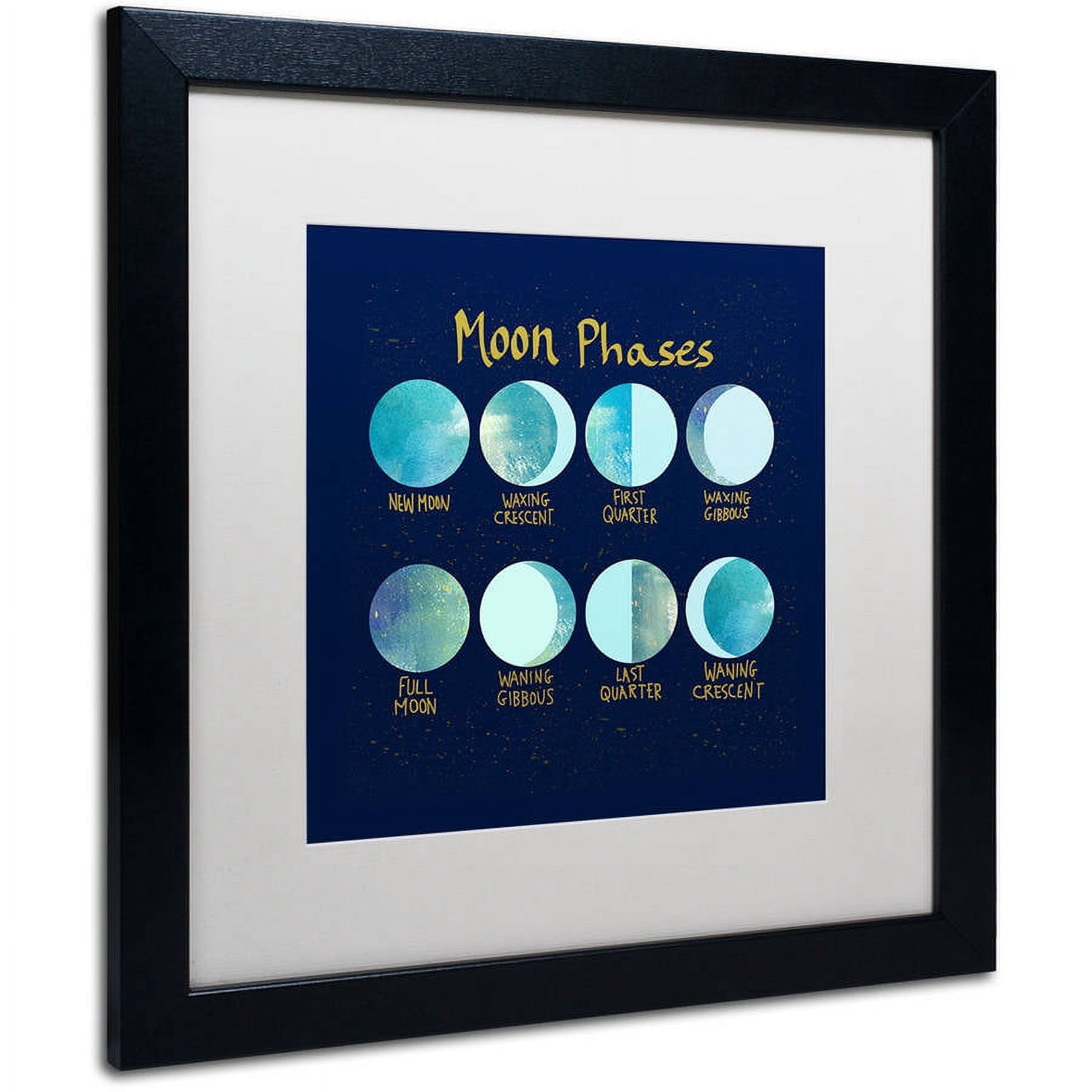 Trademark Fine Art "Moon Phases" Canvas Art by Lisa Powell Braun, White Matte, Black Frame