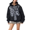 thumbnail image 2 of LMLYSoH Women's Spring Autumn Casual Hooded Coat Black Long Sleeve Skull Print Zipper Hoodie, 2 of 9