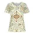 thumbnail image 4 of cocolona Womens Summer Tops Button V Neck Short Sleeve Pleated T-shirts Dressy Casual Blouses Fashion Cute Print Tops, 4 of 5
