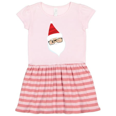 

Inktastic Santa Claus Hipster Santa Winking Santa Red Hat Gift Toddler Girl Dress