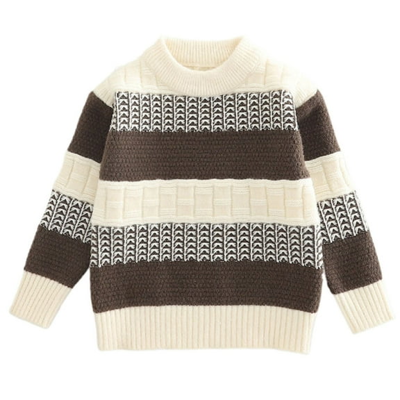 NAISIBABY Boys Long Sleeve Sweater 8T, Crewneck Fashion Striped Casual Fall Winter Knit Pullover Tops Khaki