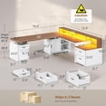thumbnail image 2 of 76.8" x 72.8" Farmhouse L Shaped Electric Standing Desk with 3 Drawers and Storage Cabinet, 2 of 8