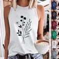 thumbnail image 5 of JSKUMAR Women's Summer Crewneck Tank Tops Floral Graphic Curved Hem Sleeveless Tops Casual Loose Fit Shirts Wine-1,L, 5 of 5