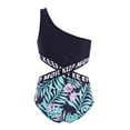 thumbnail image 3 of DPOIS Kids Girls 1Ps Swimsuit Single Shoulder Strap Bodysuit Jumpsuit Summer Lily Pink 8, 3 of 6
