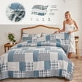 thumbnail image 6 of 3 Piece Quilt Set Queen/Full Size Lightweight Bedspread Coverlet Plaid Patchwork Bedding Microfibers Summer Reversible Quilts Modern Plaid Bedspread for All Season, 6 of 7