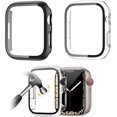 thumbnail image 1 of 2 Pack Case with Tempered Glass Screen Protector for Apple Watch Series 7 41mm,HD Slim Hard PC Protective Cover for iWatch 7 41mm Accessories,Black+Clear, 1 of 5