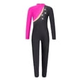 thumbnail image 3 of Alvivi Girls Sparkle Full Body Unitard Gymnastics Dance Leotard Long Sleeve Turtleneck Jumpsuit Hot Pink 16, 3 of 7