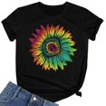 thumbnail image 4 of TSADFHJI Hauts pour Femmes Grande Taille Hauts pour Femmes Tendance Manches Courtes Col Rond Coupe Ample Chemises Confortables Blouses d'Été Douces Décontractées Basiques S Noir, 4 of 5