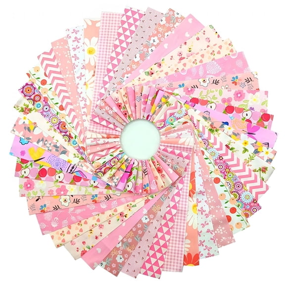 TUWAFE 80 Pcs Jelly Roll Fabric Strips for Quilting Sewing-2.6 Inch Precut Cotton Floral Fabric Strips Bundles,Perfect Quilting Fabric for Sewing,Diy Sewing Supplies Pink Quilting Squares