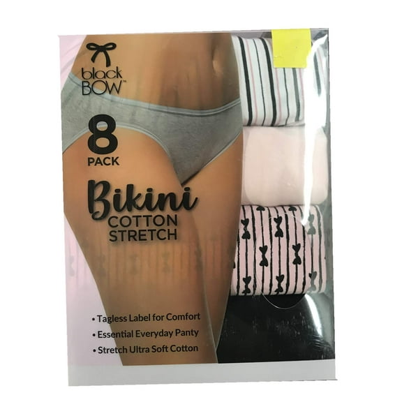 Felina blackBow Bikini Ultra Soft Cotton Stretch Tagless Panties (8 Pack) (XL, Multi Spring)