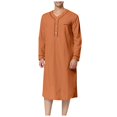 thumbnail image 1 of XDZJLR Men Shirts Muslim Arabia Long Sleeve Pocket Loose Robe Solid Pocket Tops, 1 of 5