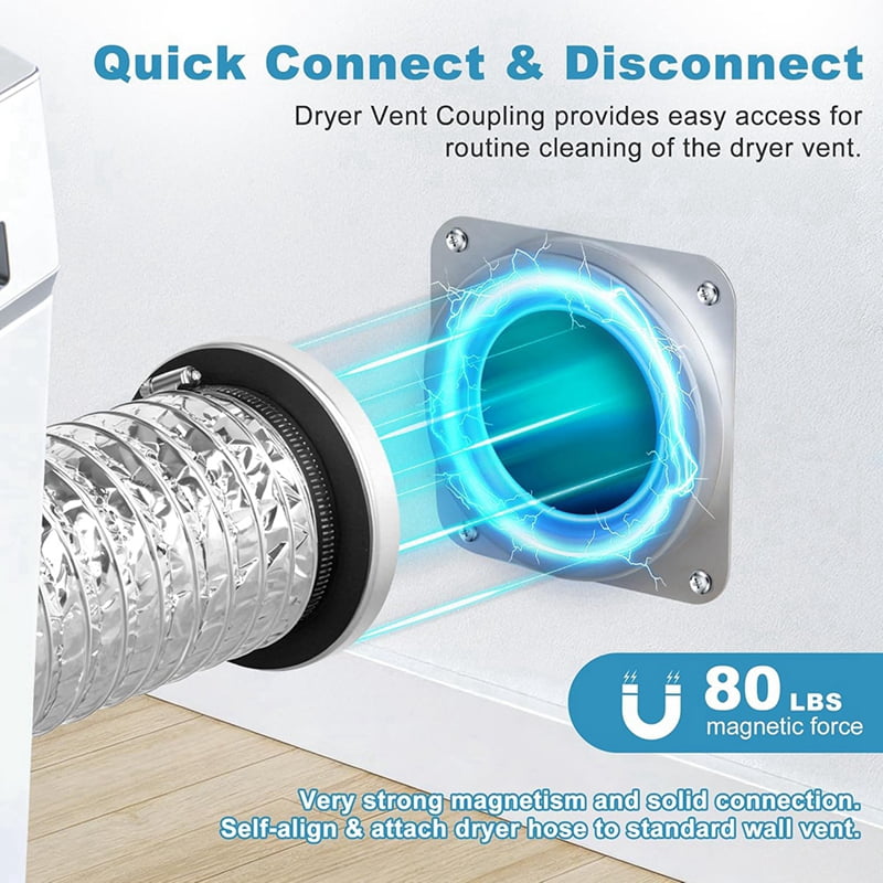 Magnetic Dryer Vent Kit Quick Connect for 4" Dryers,3.3FT Hose, Magnetic Hold,Airtight Seal & Reinforced Wall Connector