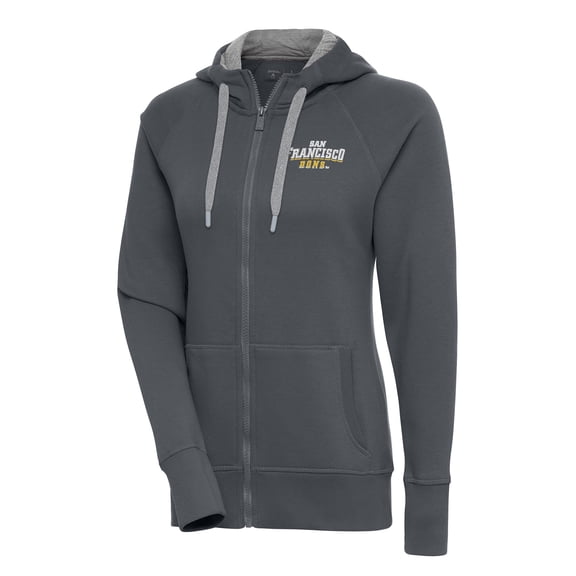 Women's Antigua Charcoal San Francisco Dons Victory Full-Zip Hoodie