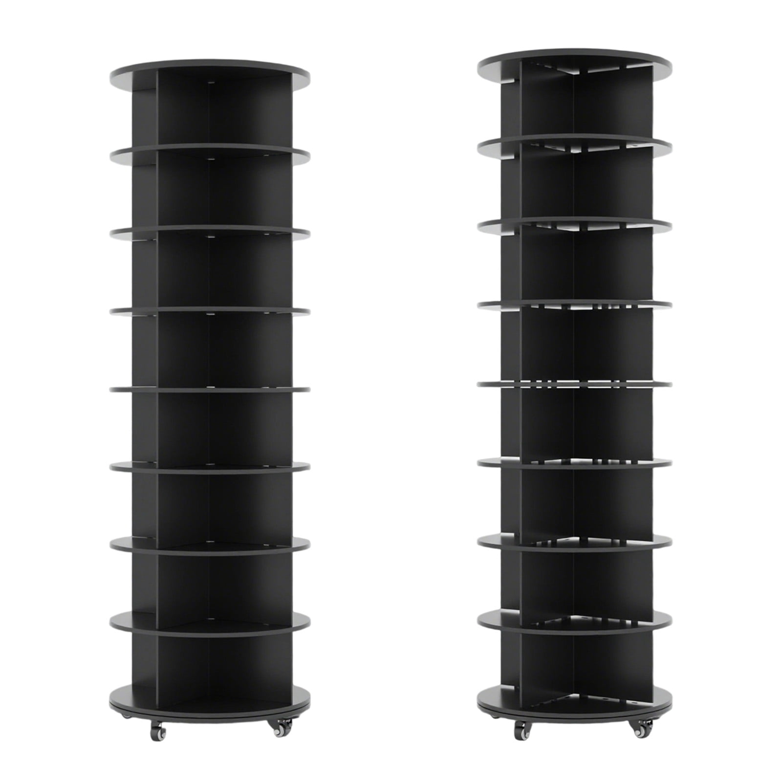 YODOLLA 8 Tier Rotating Shoe Rack with 4 Universal Casters, 360° Spinning Shoe Display Lazy Susan  (Black, 23.6’’×23.6’’×74’’)