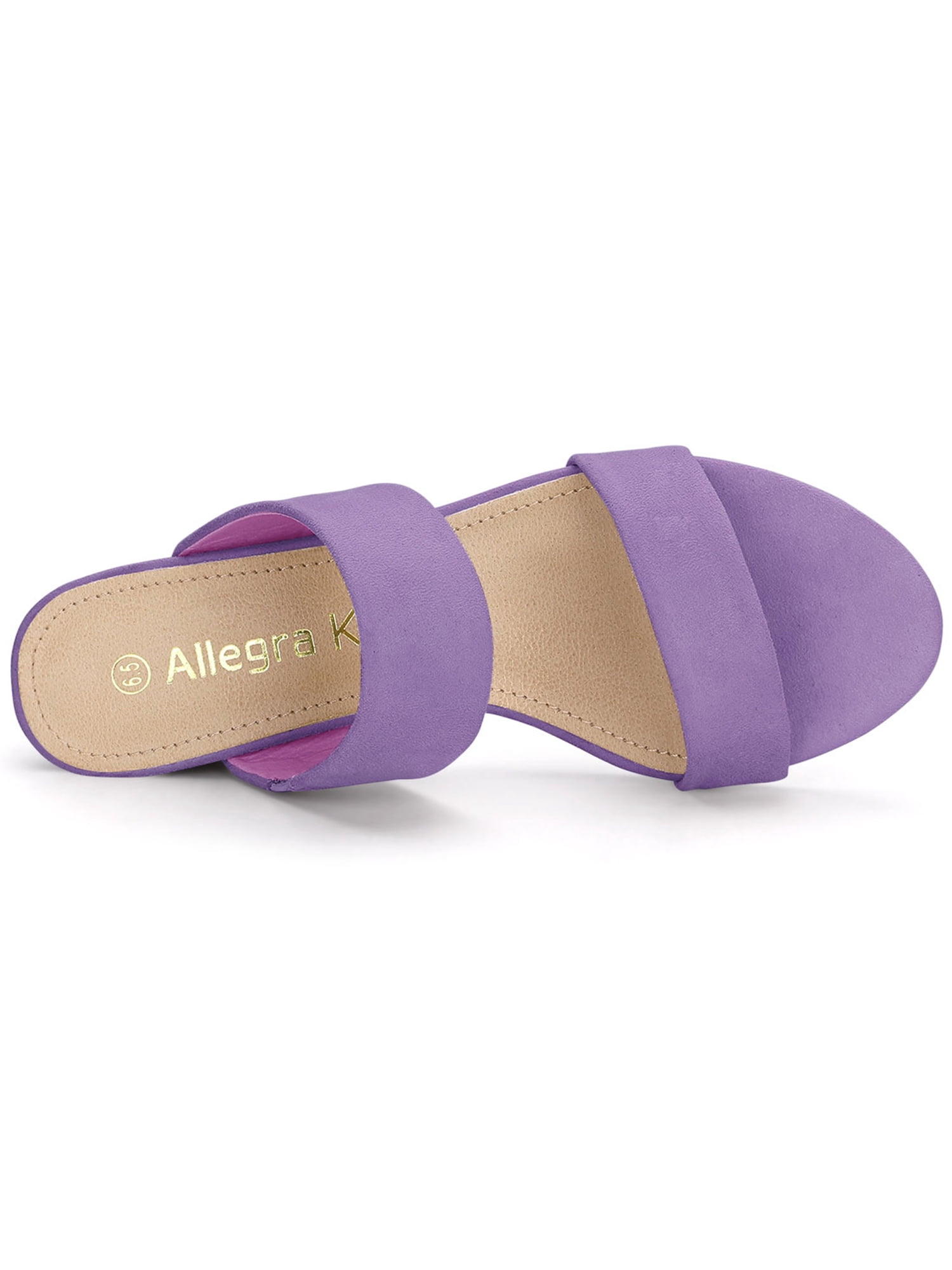 DARING DIVA Stylish Women's Block Heel Dual Straps Slide Sandals 7.5 Purple