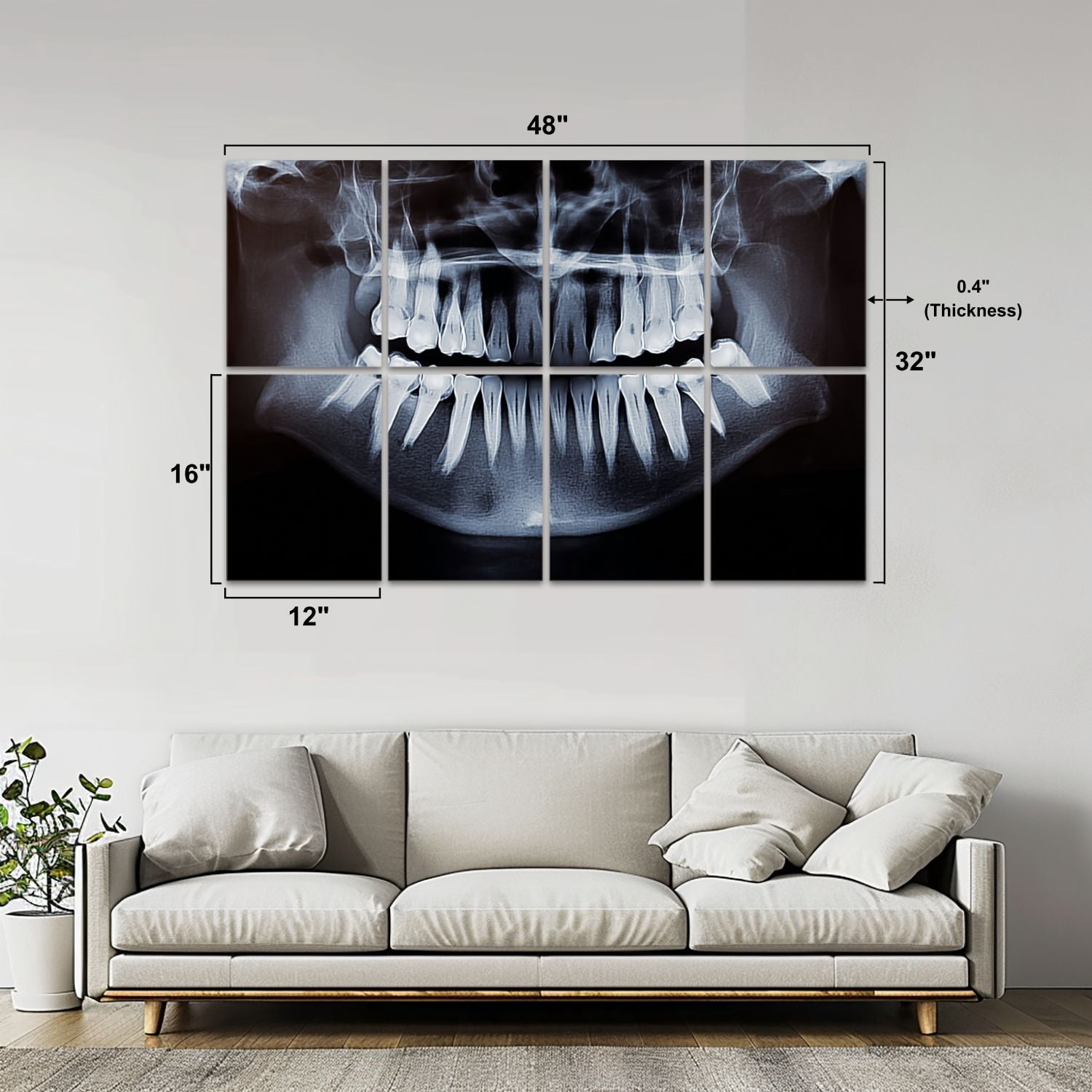 Dental 8 Pack Art Acoustic Panels Sound Absorbing Dental photography dentist Implant Anatomy Decorative Soundproof Wall Panels Self Adhesive for Physician Hospital Office 48"x32"