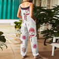 thumbnail image 4 of Christmas Snowflake Ornament Print Sleeveless Overalls, Women Relaxed Fit Holiday Bib Jumpsuit, 4 of 8