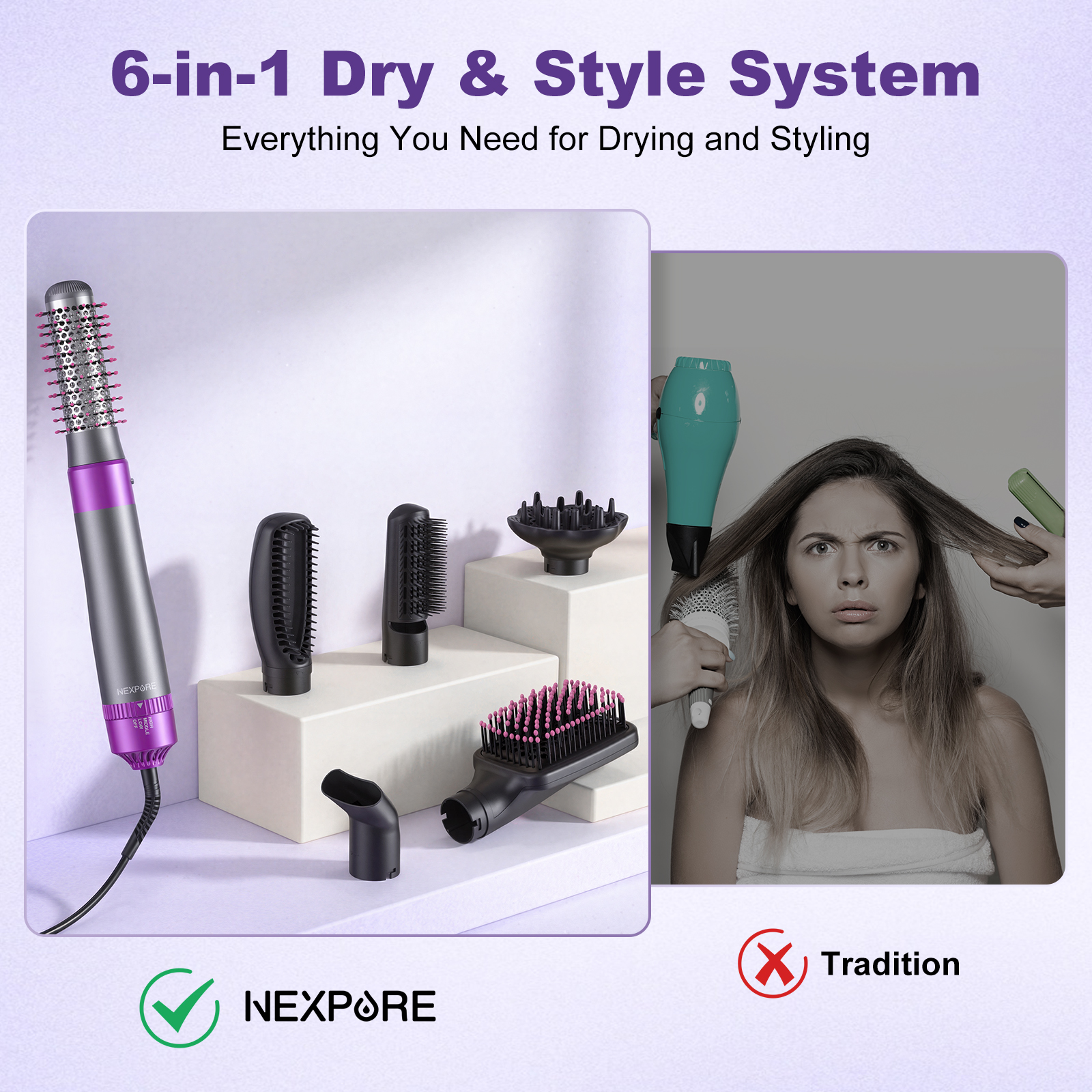 Nexpure 6-in-1 Hair Dryer Brush Styling Set photo 6
