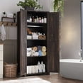 thumbnail image 5 of OKD Bathroom Storage Cabinet, Farmhouse Organizer w/Adjustable Shelves, Dark Rustic Oak, 5 of 6