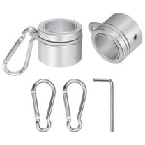 2 Pcs Aluminum Flagpole Mounting Rings, Rotating Flag Pole Clips with Hook for 0.75-1.0" Flagpole Silver