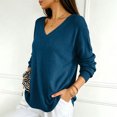 thumbnail image 6 of Gaukiv Long Sleeve Sweaters for Women Solid V Neck Slimming Lightweight Knit Pullovers Basic Blouses Layer Tops Dark Blue S, 6 of 6