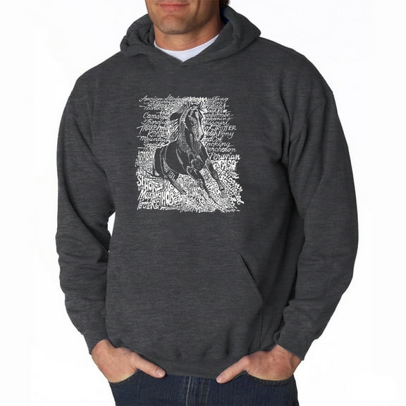LA Pop Art Men's Word Art Hooded Sweatshirt - POPULAR HORSE BREEDS