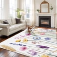 thumbnail image 2 of 8'x10' Area Rugs, Spring Floral Indoor Outdoor Area Rug for Living Room Bedroom, Summer Wild Flower Botanical Washable Bathroom Rugs Kitchen Floor Carpet Mats Home Decor Aesthetic, 2 of 8