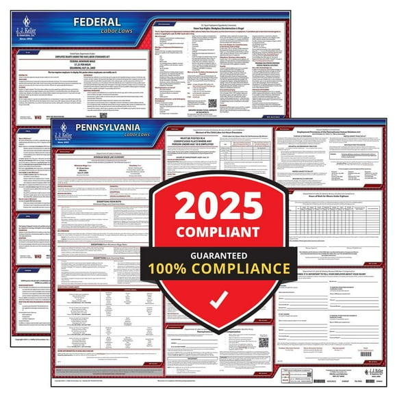 2025 Pennsylvania and Federal Labor Law Poster Set (English, PA State) - OSHA Compliant Laminated Posters, J. J. Keller & Associates, Inc.
