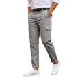 thumbnail image 6 of Tisuna Casual Pants For Mens Solid Color Zipper Button Straight Leg Trousers Breathable Fashion Male Work Street Pants Grey Size L, 6 of 8