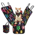 thumbnail image 2 of Pzuqiu Dog Paws Printed Dog Car Seat Cover for Back Seat Pet Heavy Duty Hammock with Pet Bandana Cat Dogs Kerchief Triangle Bib & Hanging Car Garbage Bag 3-Piece, 2 of 6