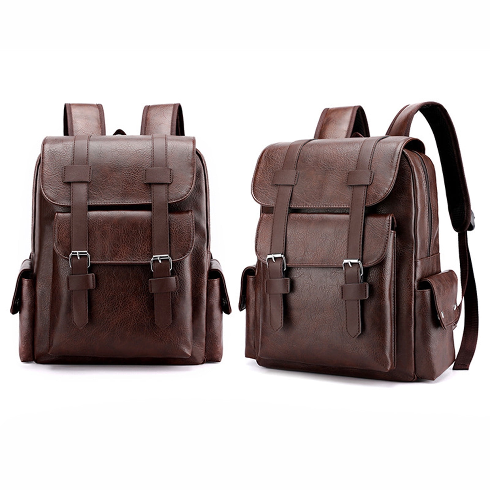 TACILIP Storage Bag, Leather Laptop Backpack for Men, Work Business Travel Office Backpack College Bookbag, Casual Computer Backpack Fits Notebook 15.6 Inch, Organizer