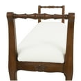 thumbnail image 4 of DecMode Fabric Arm Bench with Brown Traditional Wood Turned Legs, Cream, 4 of 9