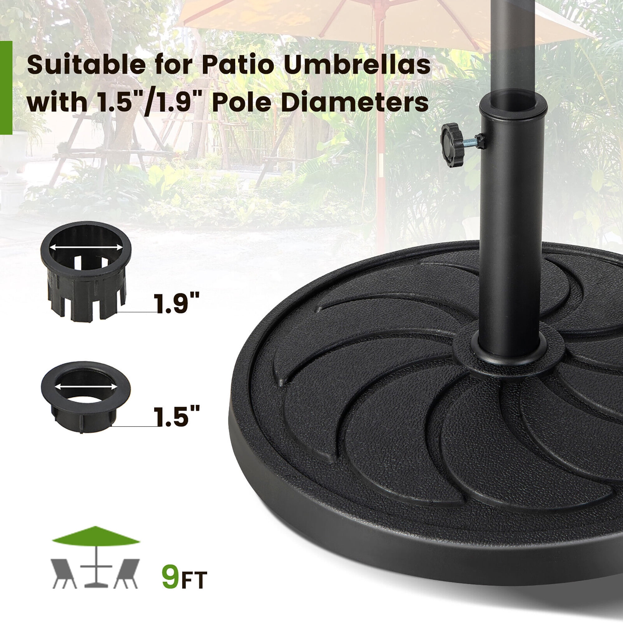 Gymax 40 lbs Patio Round Umbrella Weighted Base Heavy-Duty Table Market Stand Outdoor