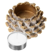 AURARMLET 1Set Pine Cone Shaped Golden Resin Candle Holder for Table Decor Stable Standing 8.3x3.3in