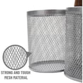 thumbnail image 2 of 3-Compartment Mesh Organizer Caddy with Wooden Handle, Multi-Purpose Desktop or Countertop Storage, Metal Mesh, 7.5"L x 7.5"W x 9.75"H, Silver, 2 of 6