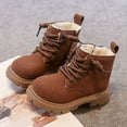 thumbnail image 4 of DMDUOU Infant Boots Boy Autumn Winter Comfort Boots Lace-Up Work Boots High Top Ankle Shoes for Baby Girls Brown 6.5-7Years, 4 of 6