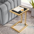 thumbnail image 1 of Inspired Home Noelani End Table Hight Gloss Lacquer Finish Top Polished Stainless Steel Base, Black/Gold, 1 of 9